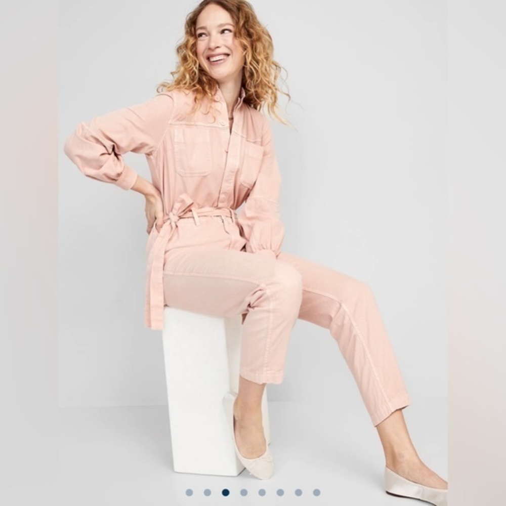 Collarless Tie-Belt Utility Jumpsuit size XXL
